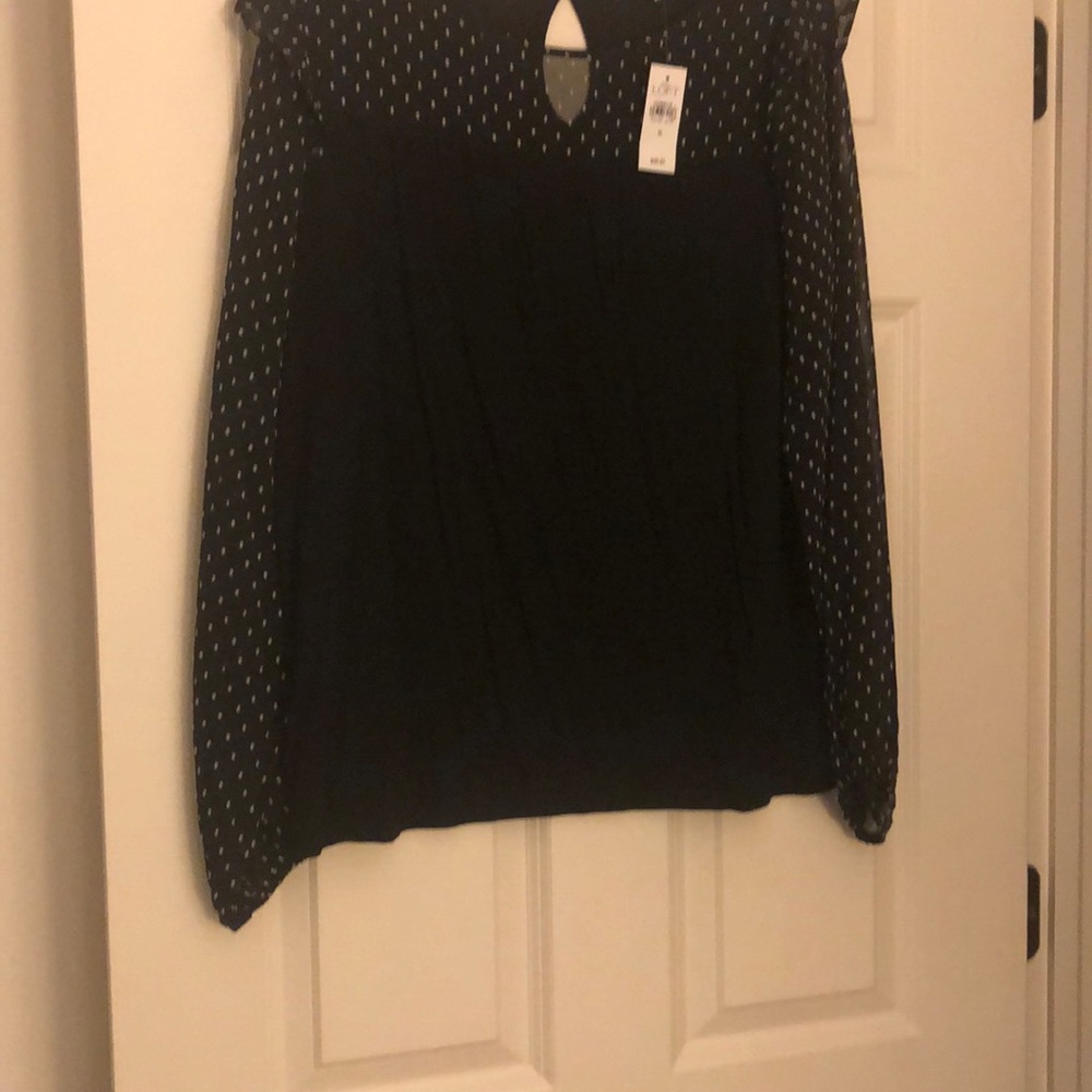 Dressy black Loft shirt with sheer sleeves